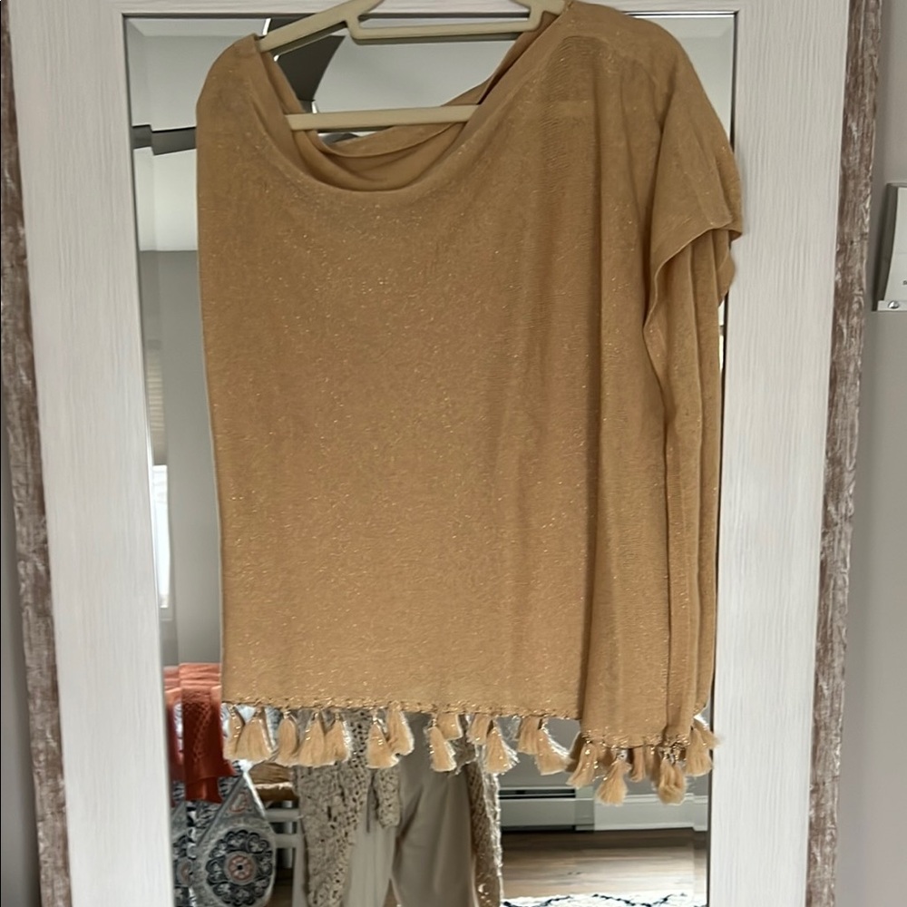 Lilly Pulitzer Gold Shimmer Top with Tassels